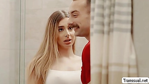 Horny redhead blonde takes a deepthroat and handjob