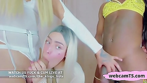 Ebony hottie rides a big black cock in a threesome