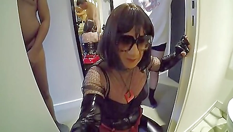 Brunette gets fucked in her tight ass in a kinky threesome