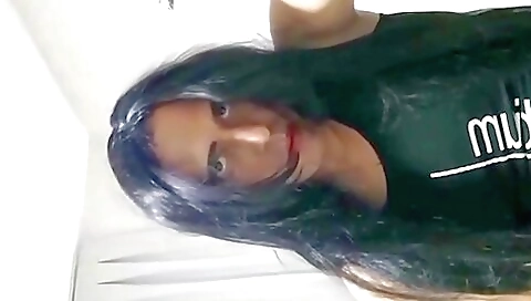 Amateur brunette with nice natural tits masturbating