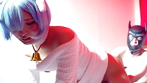 Asian babe in a uniform is in the toilet and she masturbates