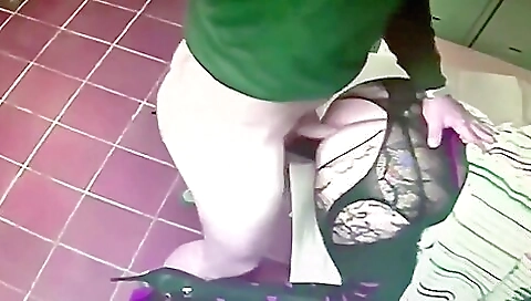 Busty amateur milf fucks in stockings with her big cock