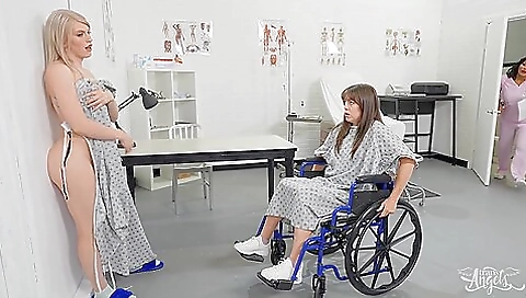 Busty blonde lesbian milf fucks her shemale stepbrother