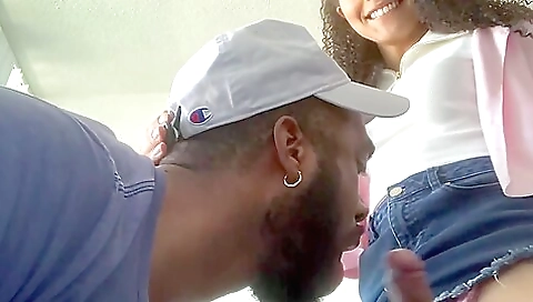 Ebony teen 18+ hunk takes hard cock and make him cum