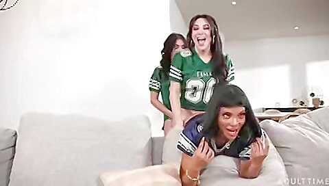 Cute brunette in a red dress and a big dick in the ass